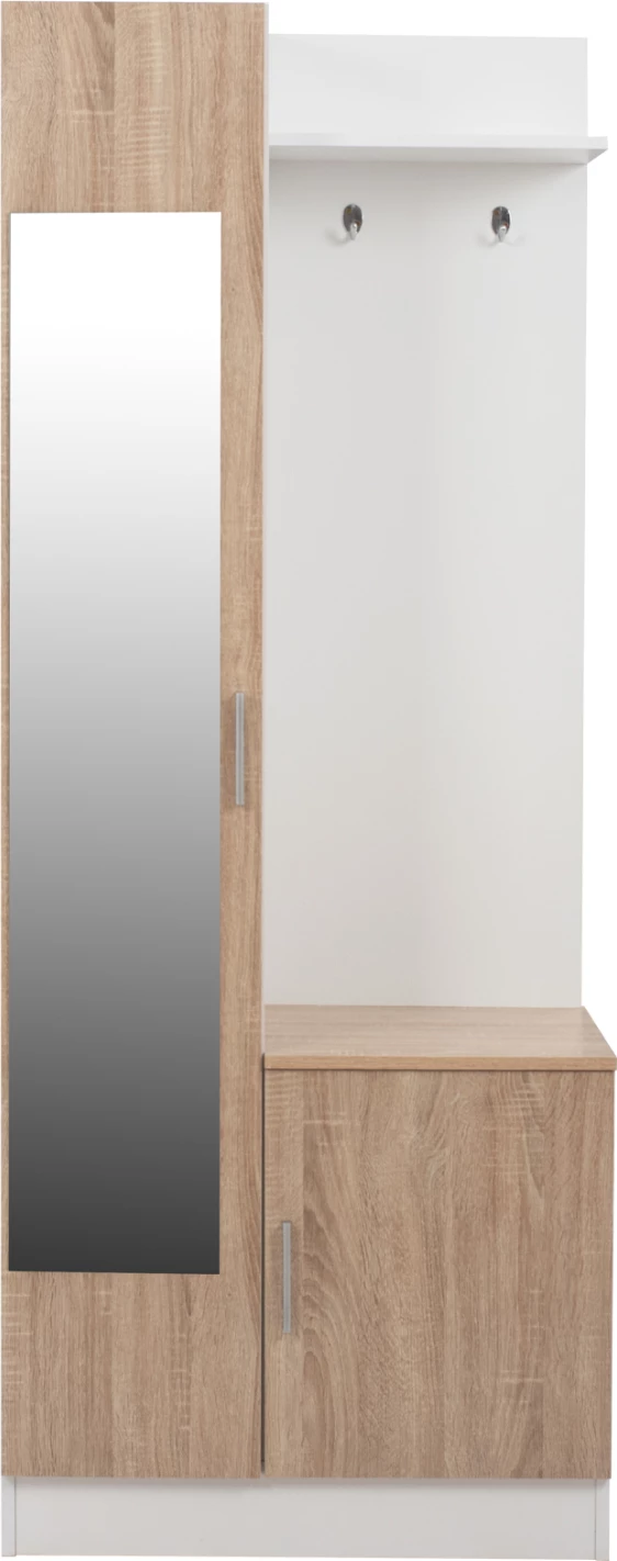 Pohištvo za predsobo z ogledalom Janice FH2264 Sonama Bela 70,3x37,1x181,8 cm