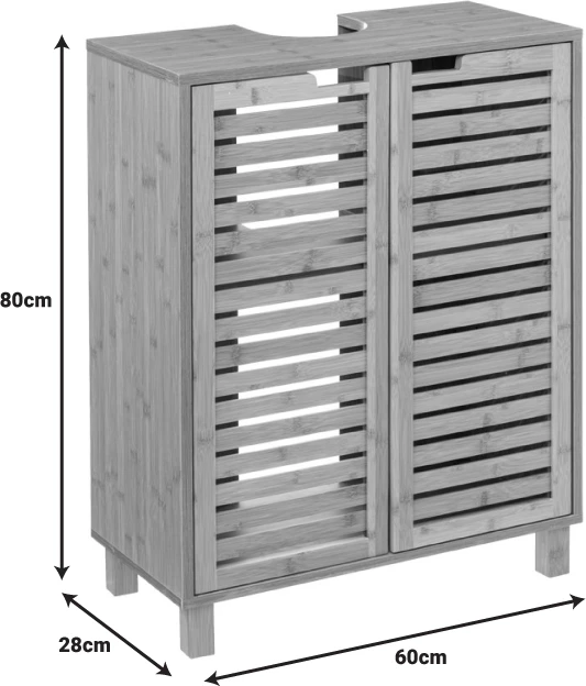 Kopalniška omarica za umivalnik Sicela, naravna barva, 60x28x80 cm