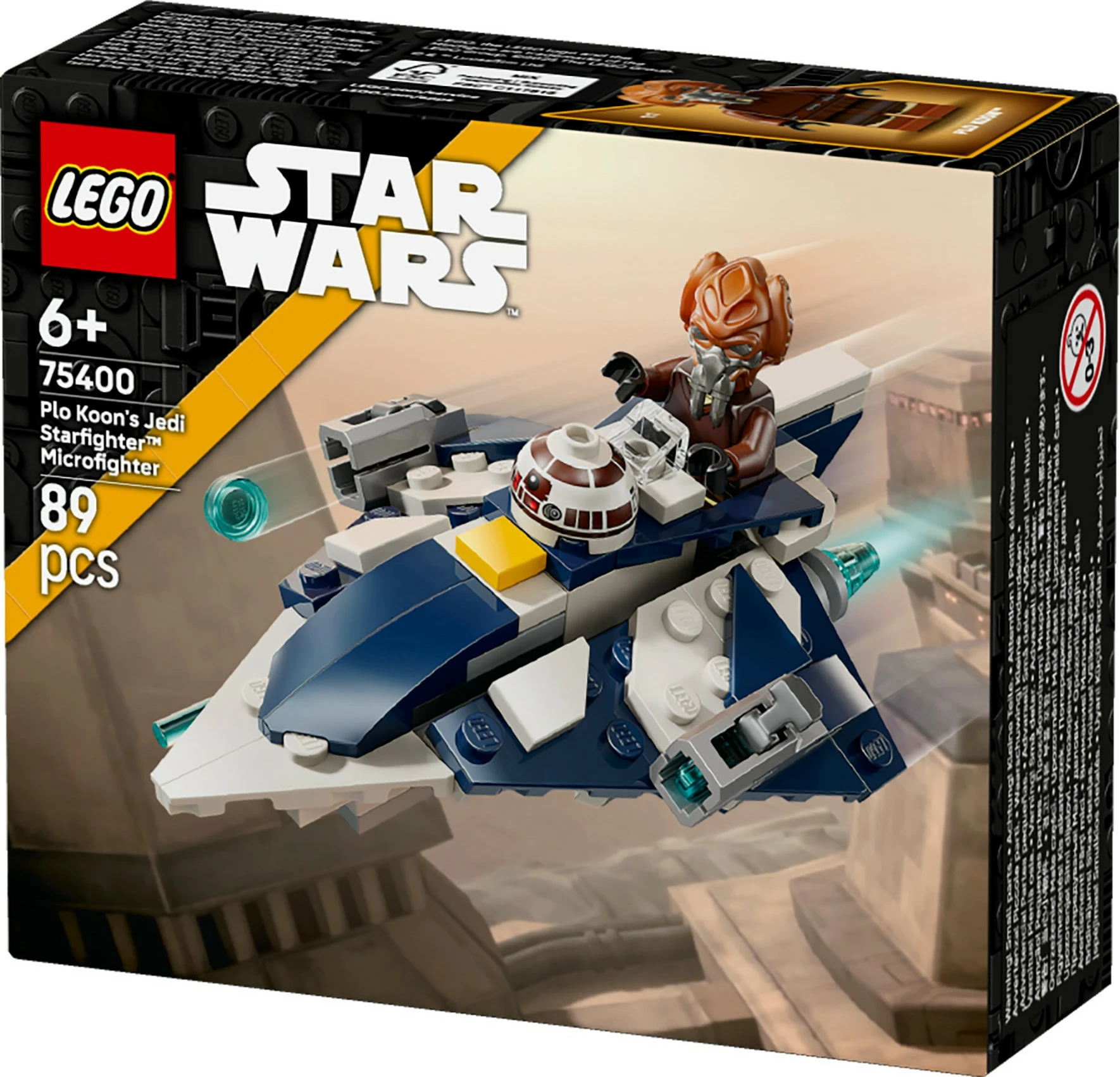 Mikroborilnik Star Wars Plo Koon’s Jedi Starfighter, LEGO set 75400, 89 kosov, večbarven