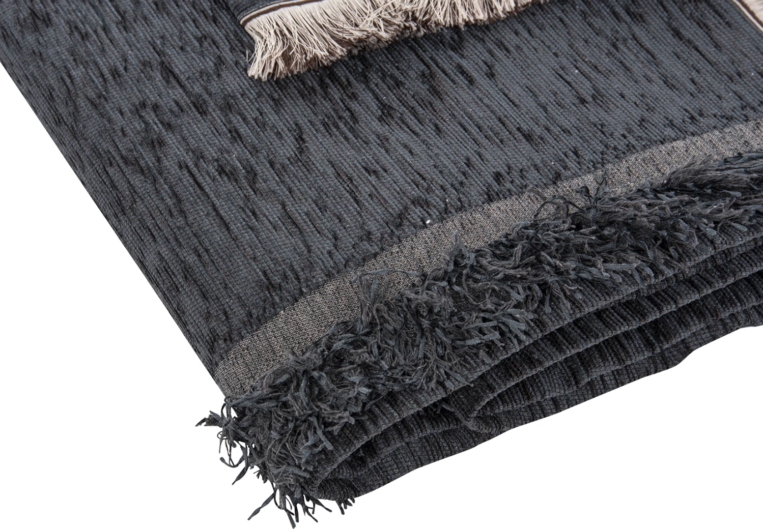 Prevleka za kavč z resicami DREAMTOPIA FH12165.09 v mornarsko modri barvi 295x170 cm