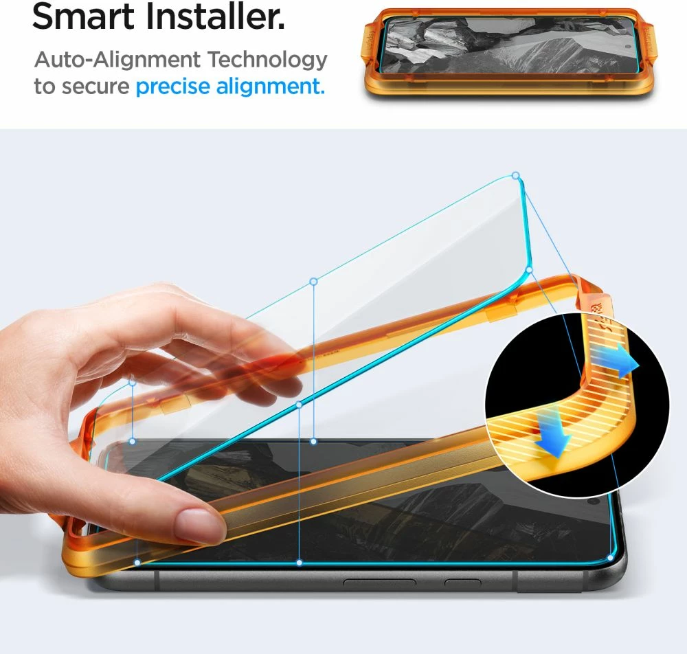 Kaljeno zaščitno steklo za zaslon, Spigen Glas.tR AlignMaster za Google Pixel 8A, 2 kosa