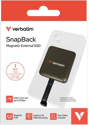 Zunanji magnetni SSD, Verbatim SnapBack DQVE32061PLG, 1 TB, USB-C, USB 3.2 Gen 2x2, MagSafe, Apple ProRes 4K/60, Mocca