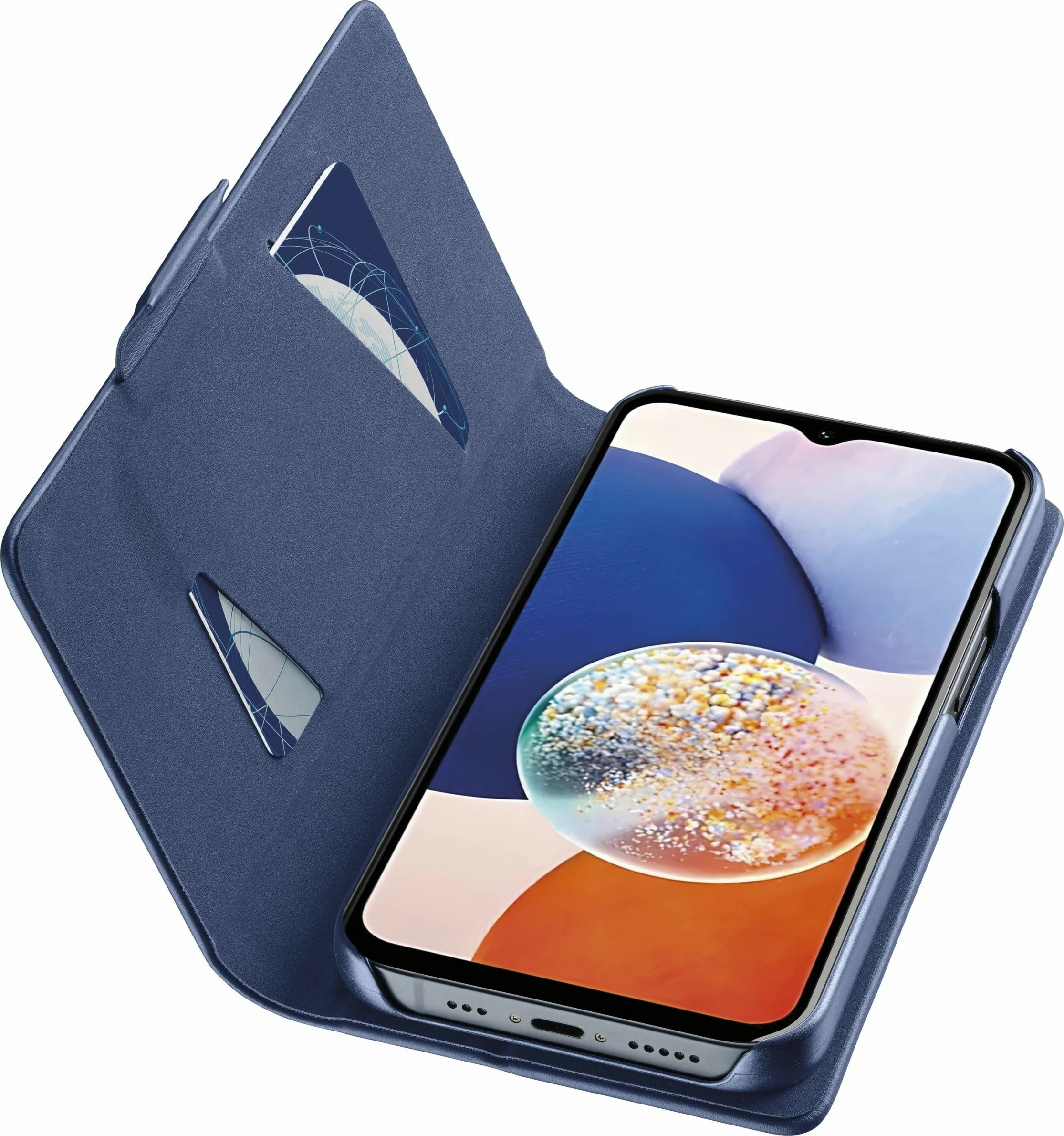 Folio ovitek za Samsung Galaxy A15, 6,5", iz žameta, moder - Cellular Line