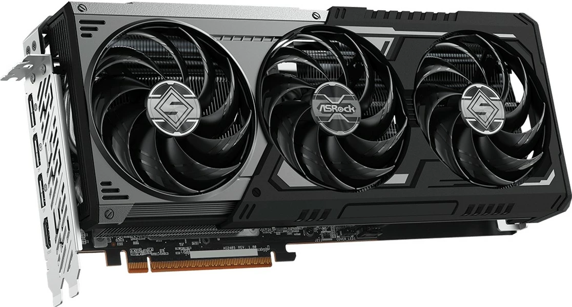 Grafična kartica Radeon RX 9070XT Steel Legend Dark ASRock, 16GB, 3 ventilatorji, večbarvna