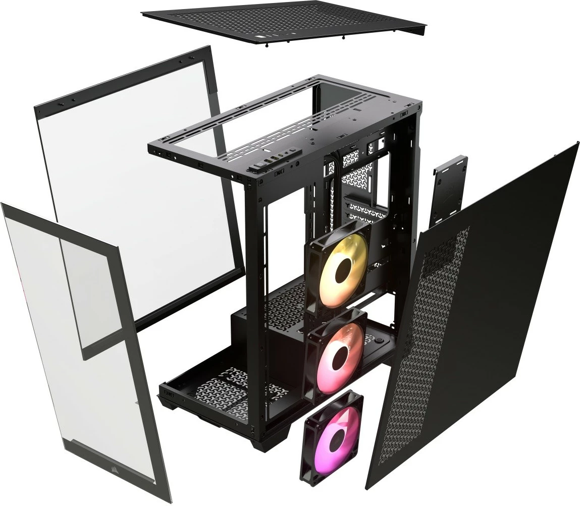 Računalniško ohišje s kaljenim steklom, Corsair 3500X ARGB Midi Tower, črno