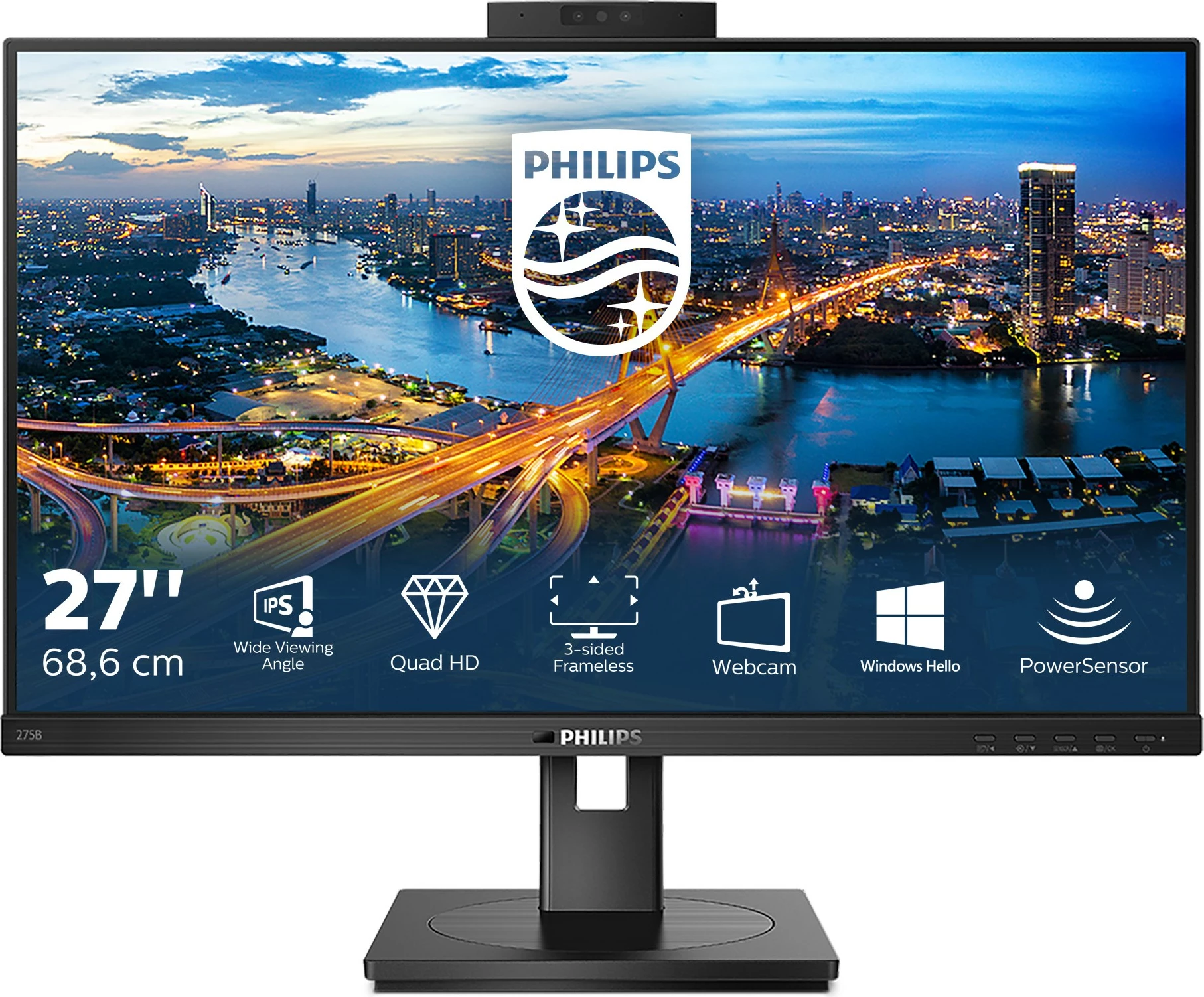 27" 2K Ultra HD monitor, črn Philips B Line 275B1H/00