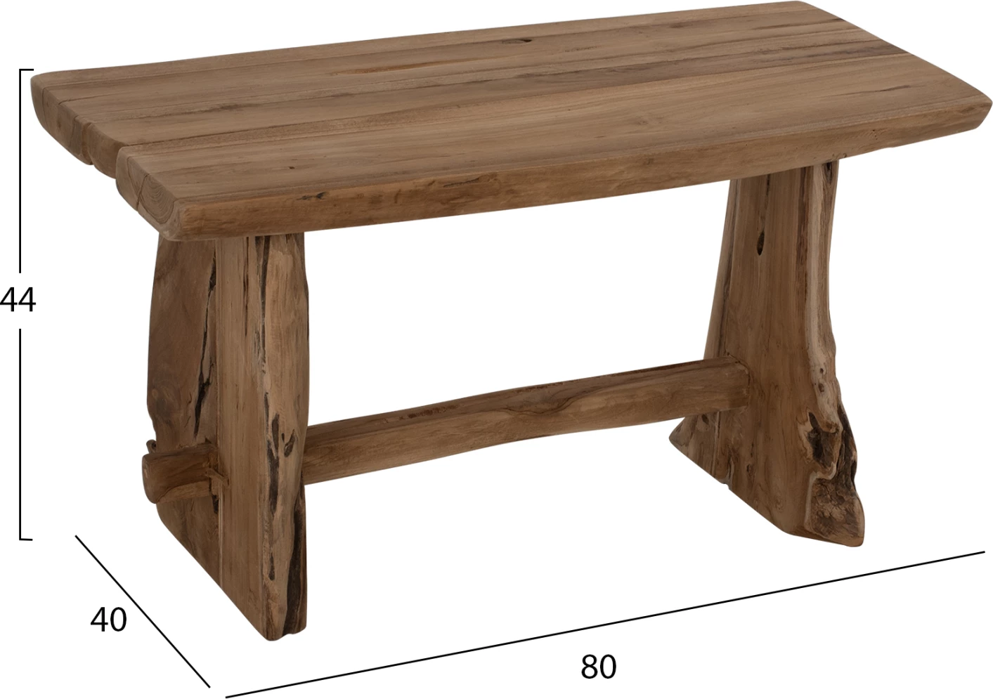 Klop FH9347 iz masivnega tikovega lesa naravne barve 80x40x45