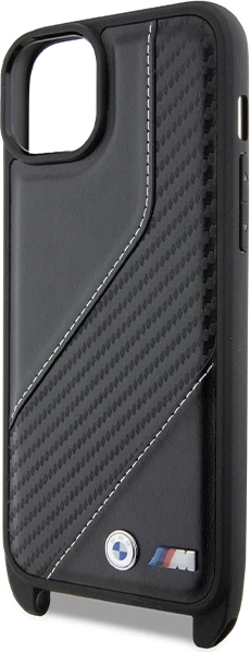 Ovitek za telefon BMW M Edition Carbon Stripe & Strap za iPhone 15/14/13, črn