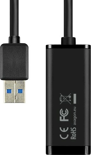 Omrežni adapter AXAGON ADE-SR, USB-A 3.2 Gen 1, Gigabit Ethernet, črn