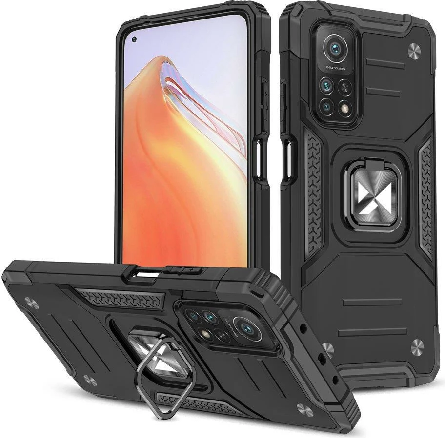 Zaščitni etui Ring Armor Tough Hybrid za Xiaomi Poco M4 Pro 5G / Redmi Note 11 5G / Redmi Note 11T 5G / Redmi Note 11S 5G, črn