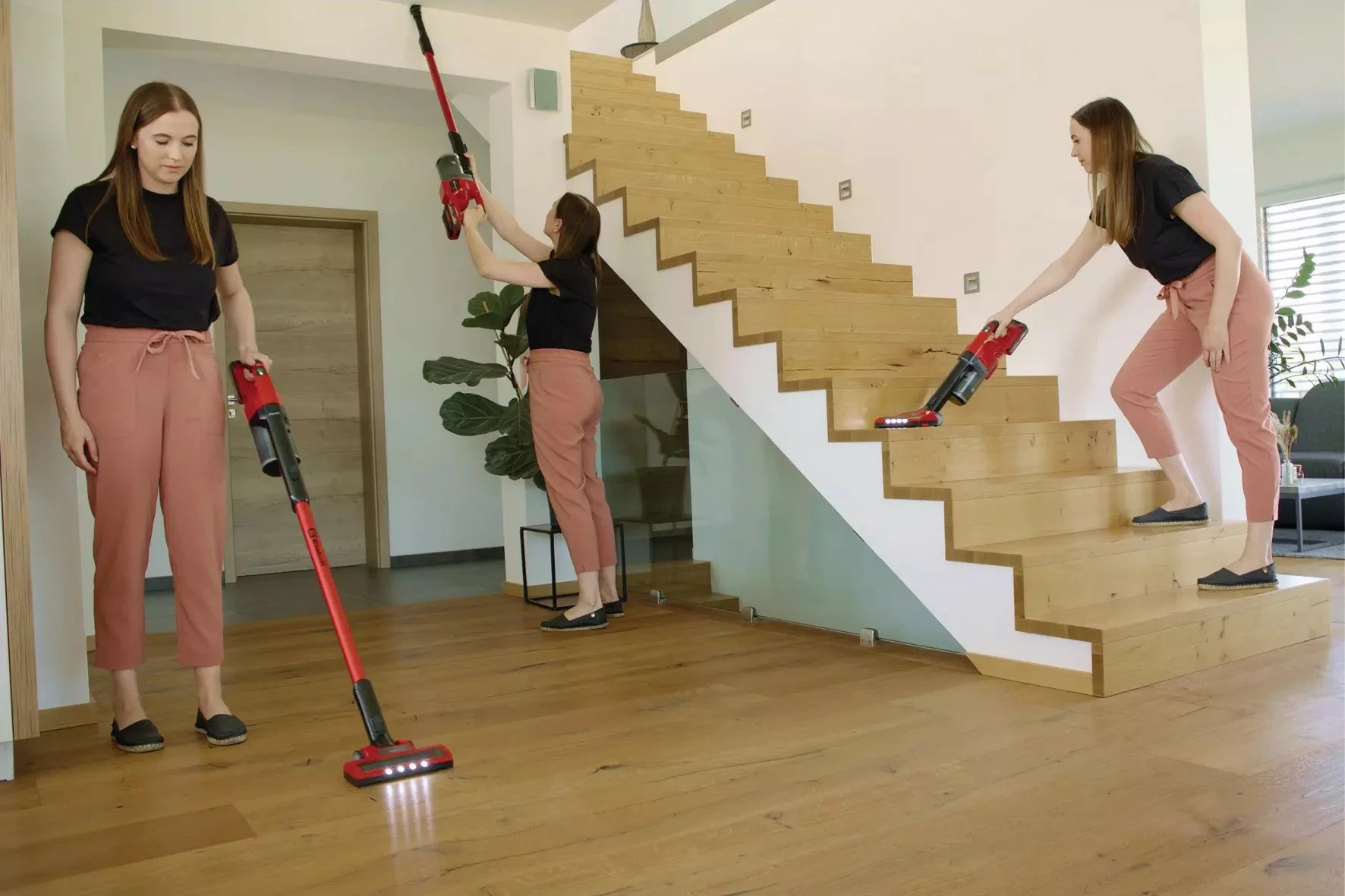 Sesalnik 2-v-1 Einhell TE-SV 18 Li-Solo, brez vrečke, z zamenljivo baterijo, črn/rdeč