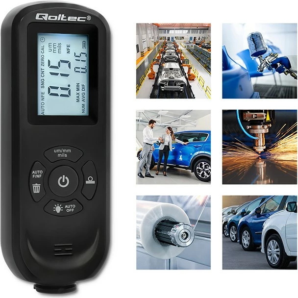 Merilec debeline barve Qoltec 50646, osvetljen LCD, 0–2000 μm, črn