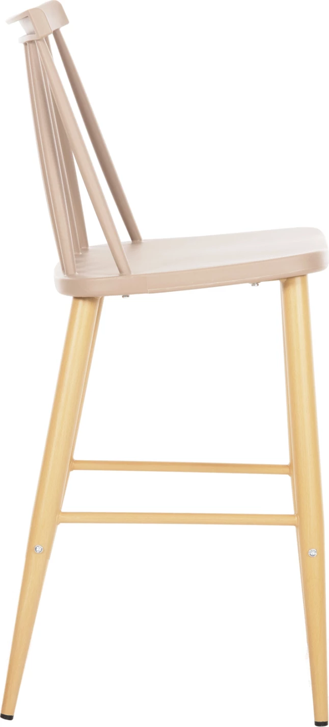 Barski stol srednje višine VANESSA FH9300.25 kapučino PP & kovinske noge v barvi lesa 45,5x46x97Hcm, set 2 kosov