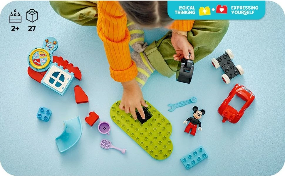 Igralni set Disney Mickey Mouse Clubhouse in avto, LEGO DUPLO, 27 kosov, večbarven