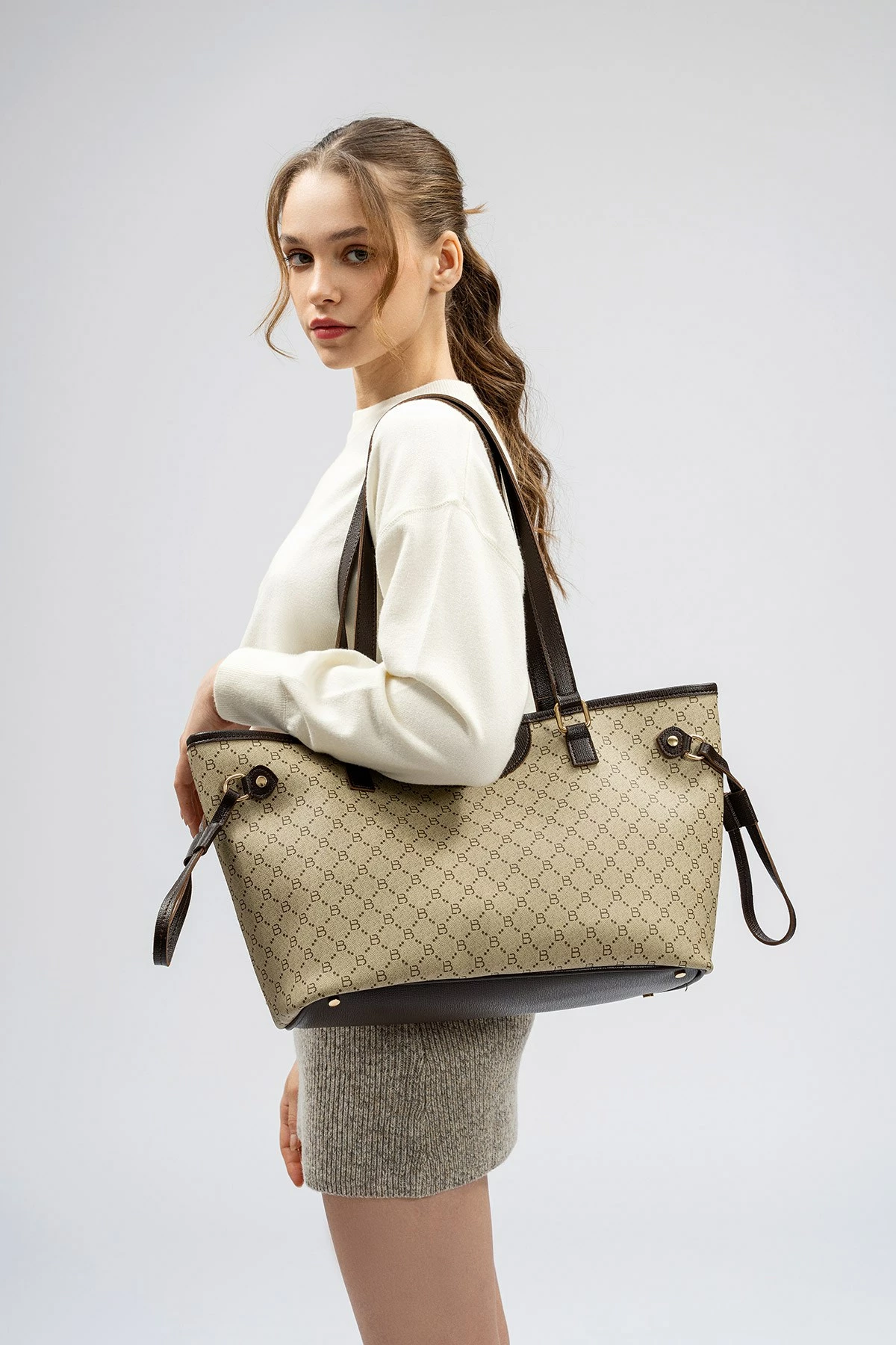 Tote torba krem in rjava Lucky Bees, 355 v2
