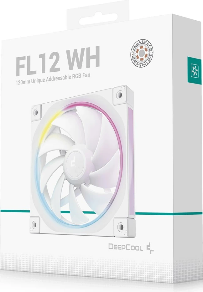 Ventilator za računalniško ohišje DeepCool FL12 WH, 12 cm, bel, 1 kos