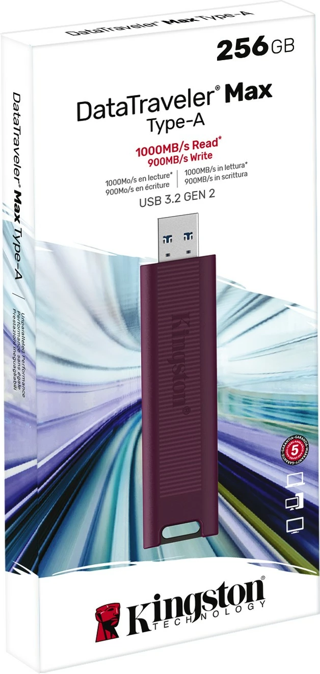 USB-pomnilnik 256 GB, USB 3.2 Gen 2, rdeč — Kingston DataTraveler Max