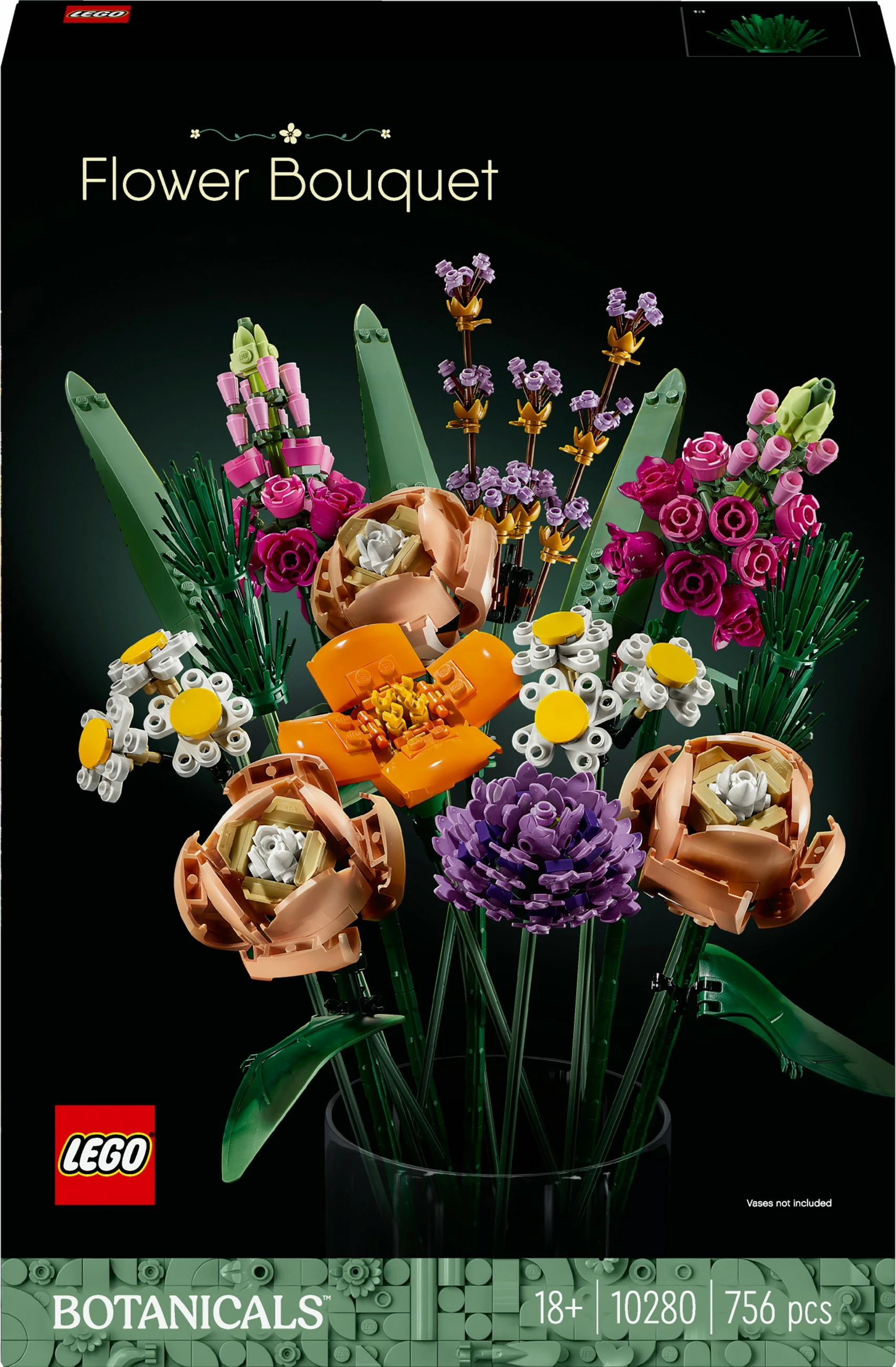 Buketa cvetov, LEGO ICONS Flower Bouquet, 756 kosov, večbarvno