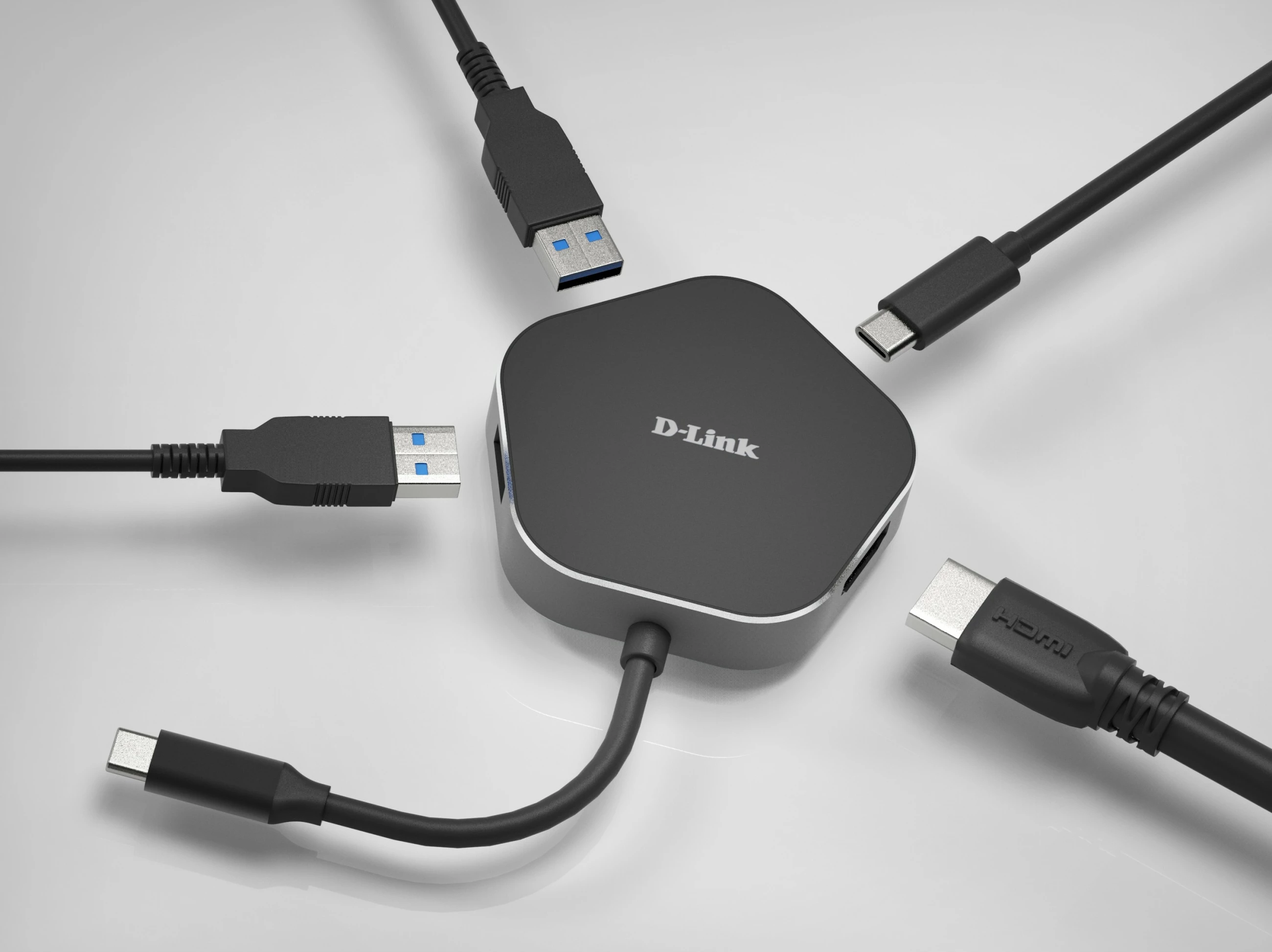 USB hub D-Link DUB-M420, Thunderbolt 3, 60 W, aluminij, črn