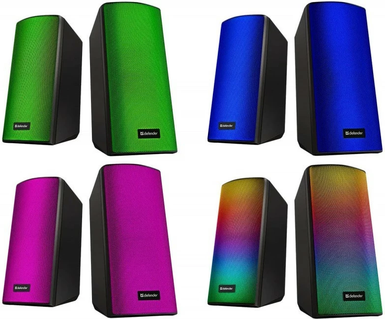 Zvočniki za računalnik Defender Spitfire 2.0, Bluetooth, 6 W, LED, črni (komplet)