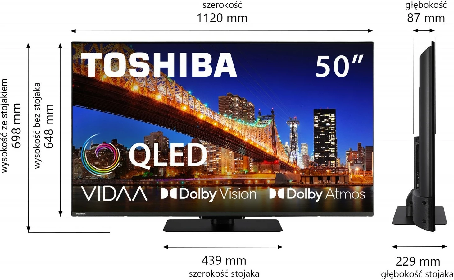 Televizor QLED, 50-palčni, Ultra HD 4K, Smart TV, črn Toshiba 50QV3F63DG