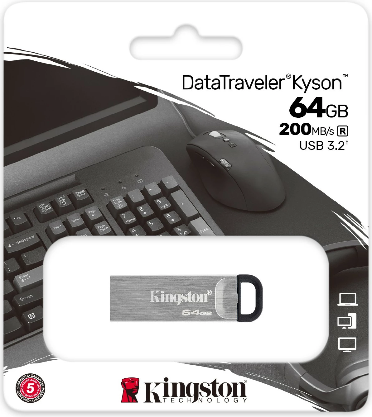 USB ključ Kingston DataTraveler Kyson 64GB, USB Type-A, 3.2 Gen 1