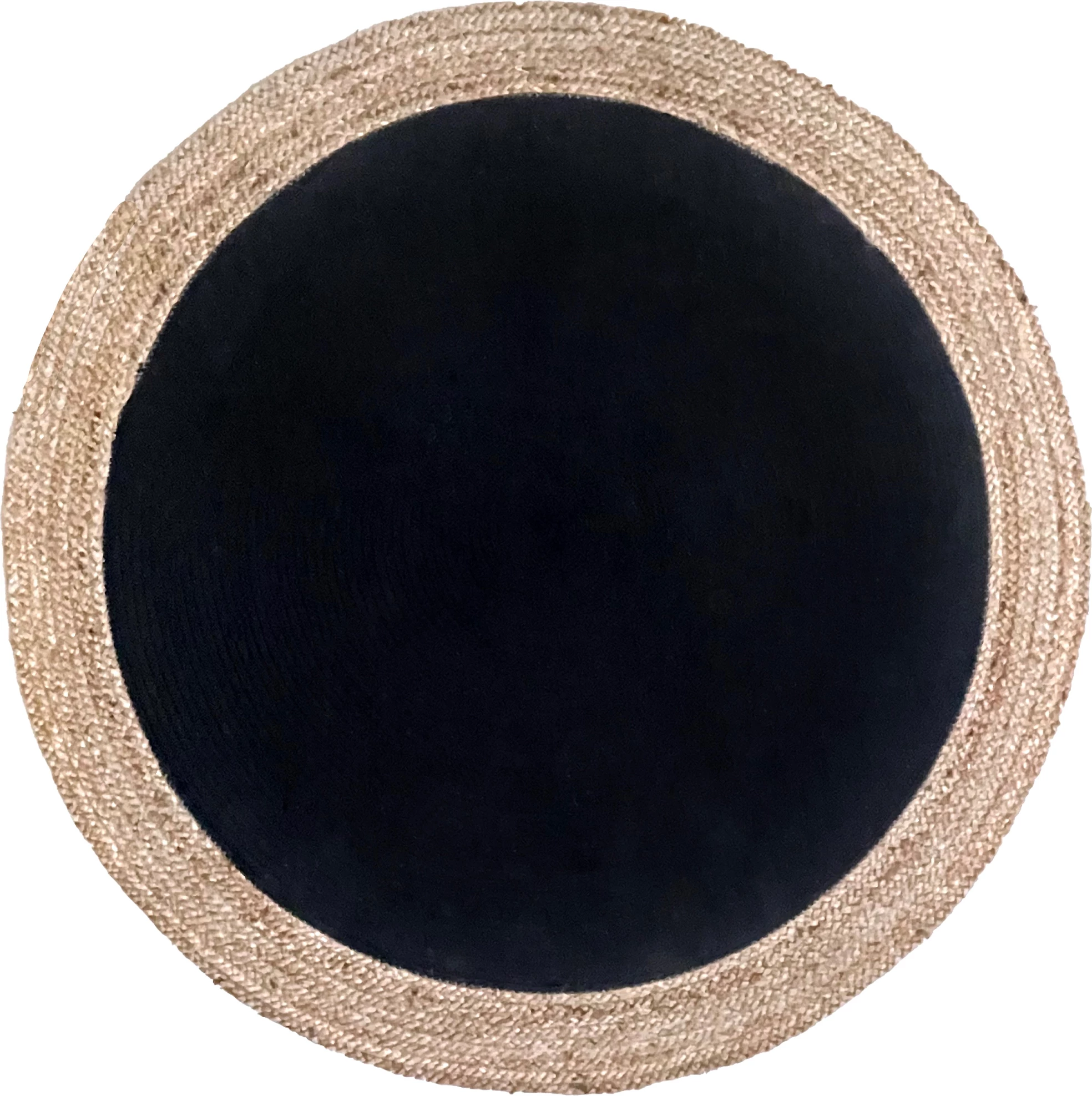 Okrogla preproga, Rami, juta, črno-naravna, 120 x 120 cm