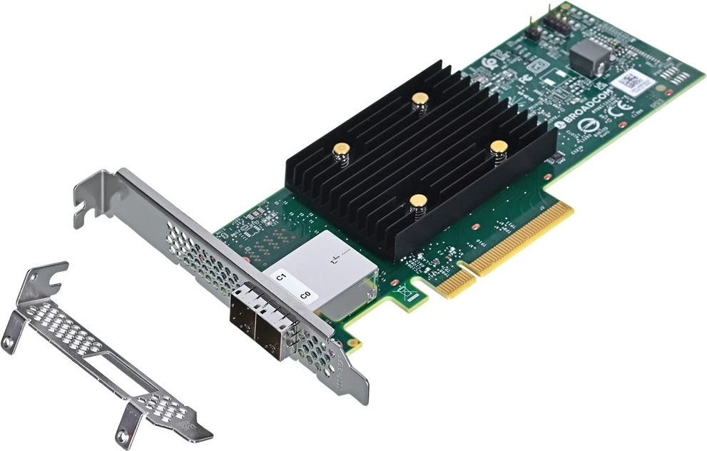 SAS vmesniška kartica Broadcom HBA 9500-8e, PCIe, zelena