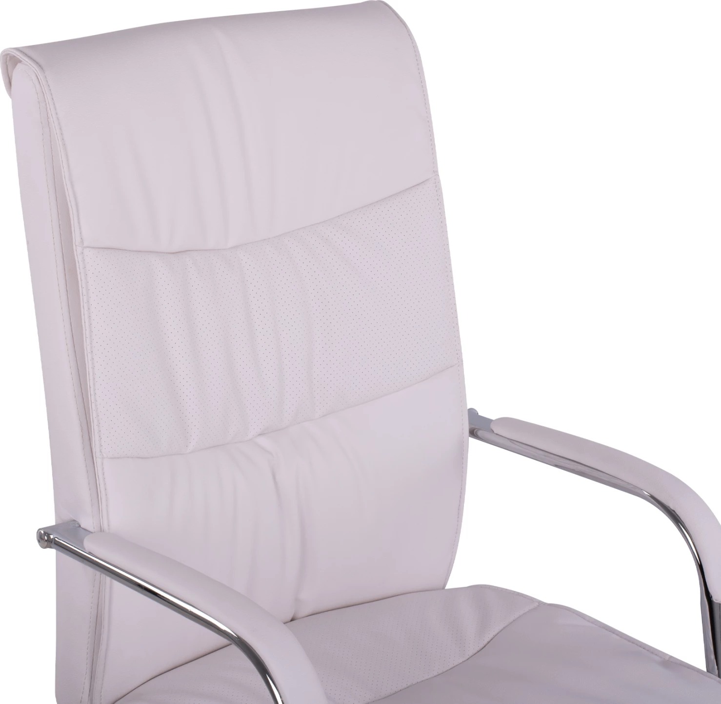 Direktorski pisarniški stol bele barve s kromirano osnovo Jacob FH1044.12 57x75,5x100 cm