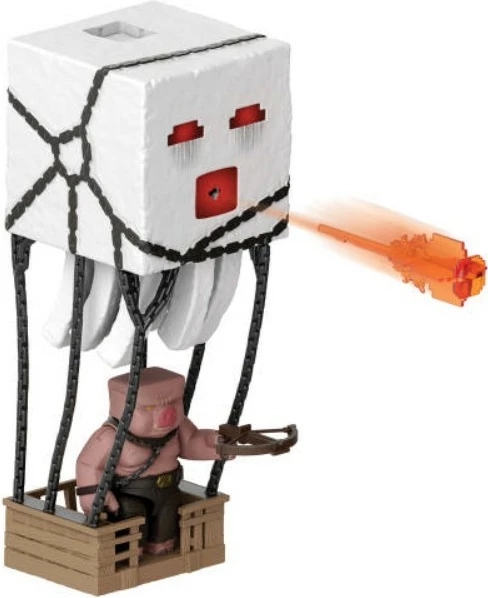 Set figuric Minecraft z Ghastom, ki izstreljuje projektil, in Piglin Warrior, Mattel JFB69