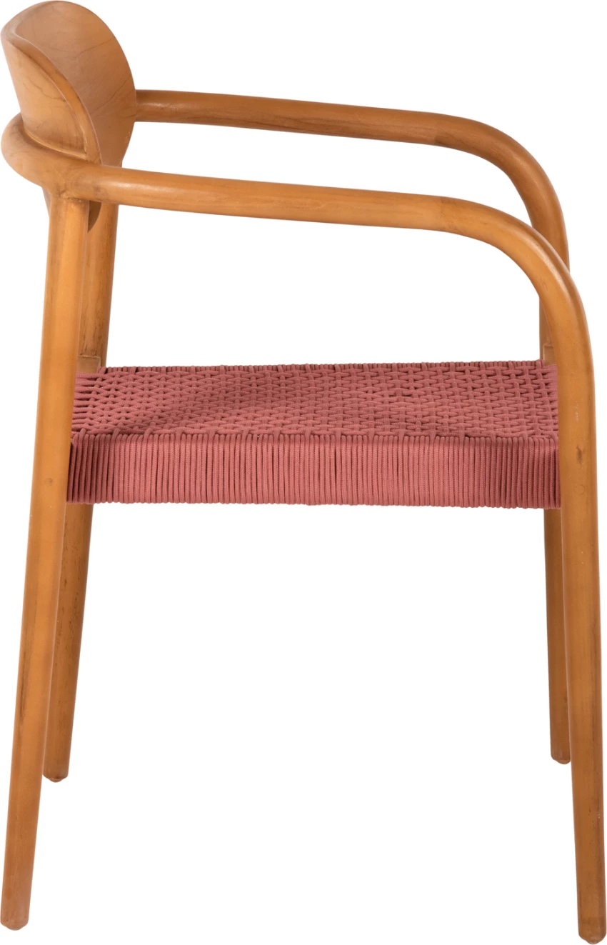 Fotelj OSLO FH9636.06 iz tikovine v naravni barvi in roza vrvi 55x54x80Hcm