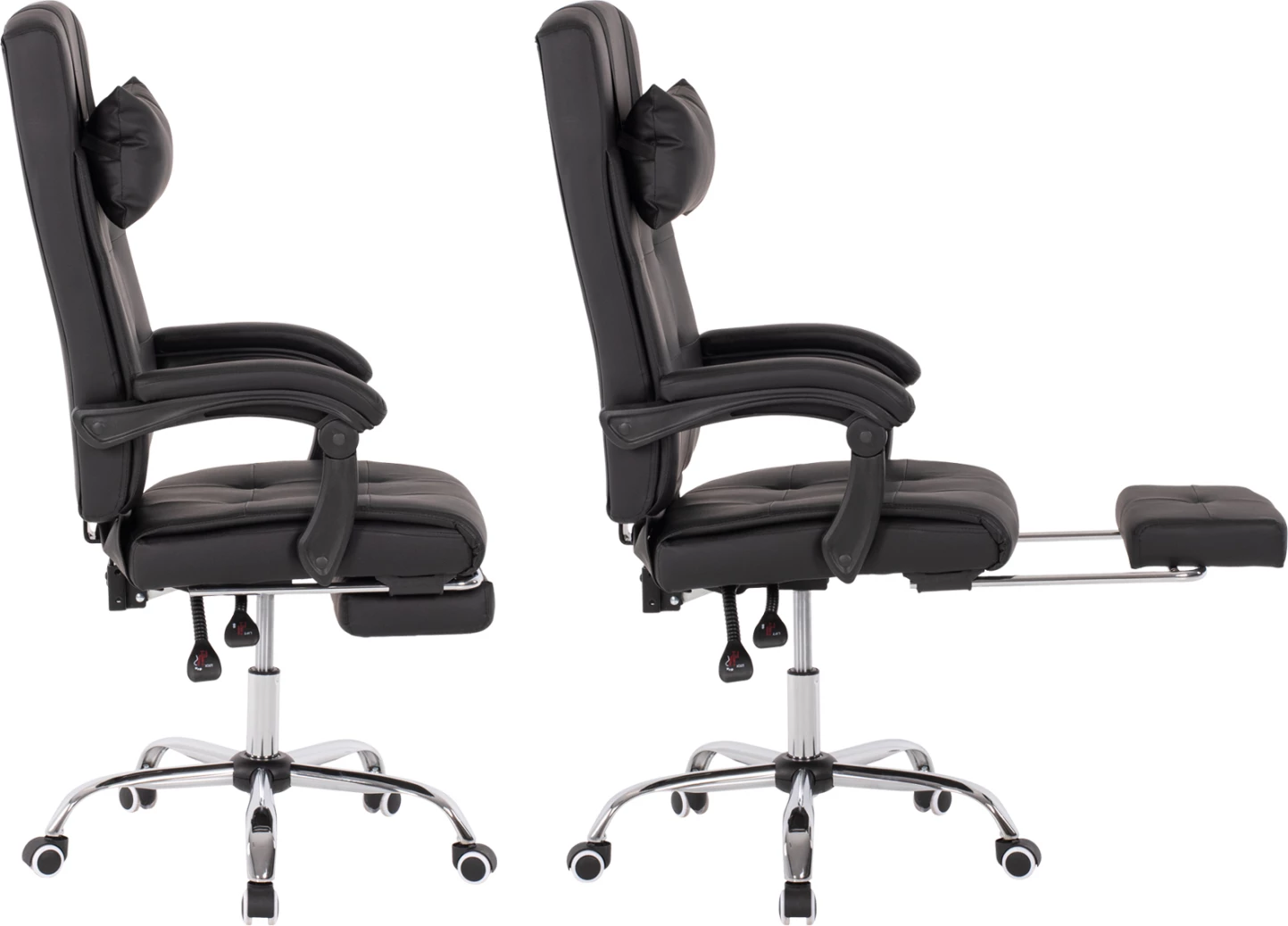 Izvršni pisarniški stol FH1057.11 črn z zložljivim naslonom za noge 58x71x128Hcm