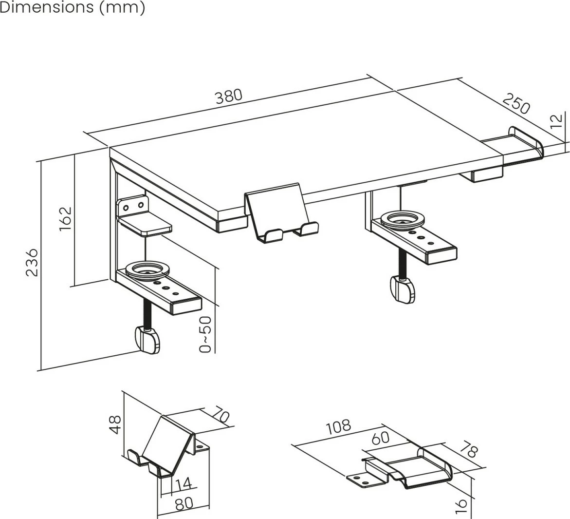 Stojalo za prenosnik Ergo Office ER-303 B, za mizo, črno