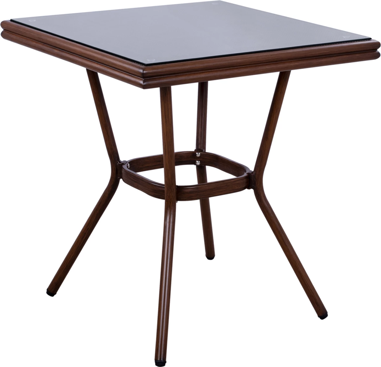 Aluminijasta miza 70X70X76 videz bambusa FH5568.03 rjava s steklom