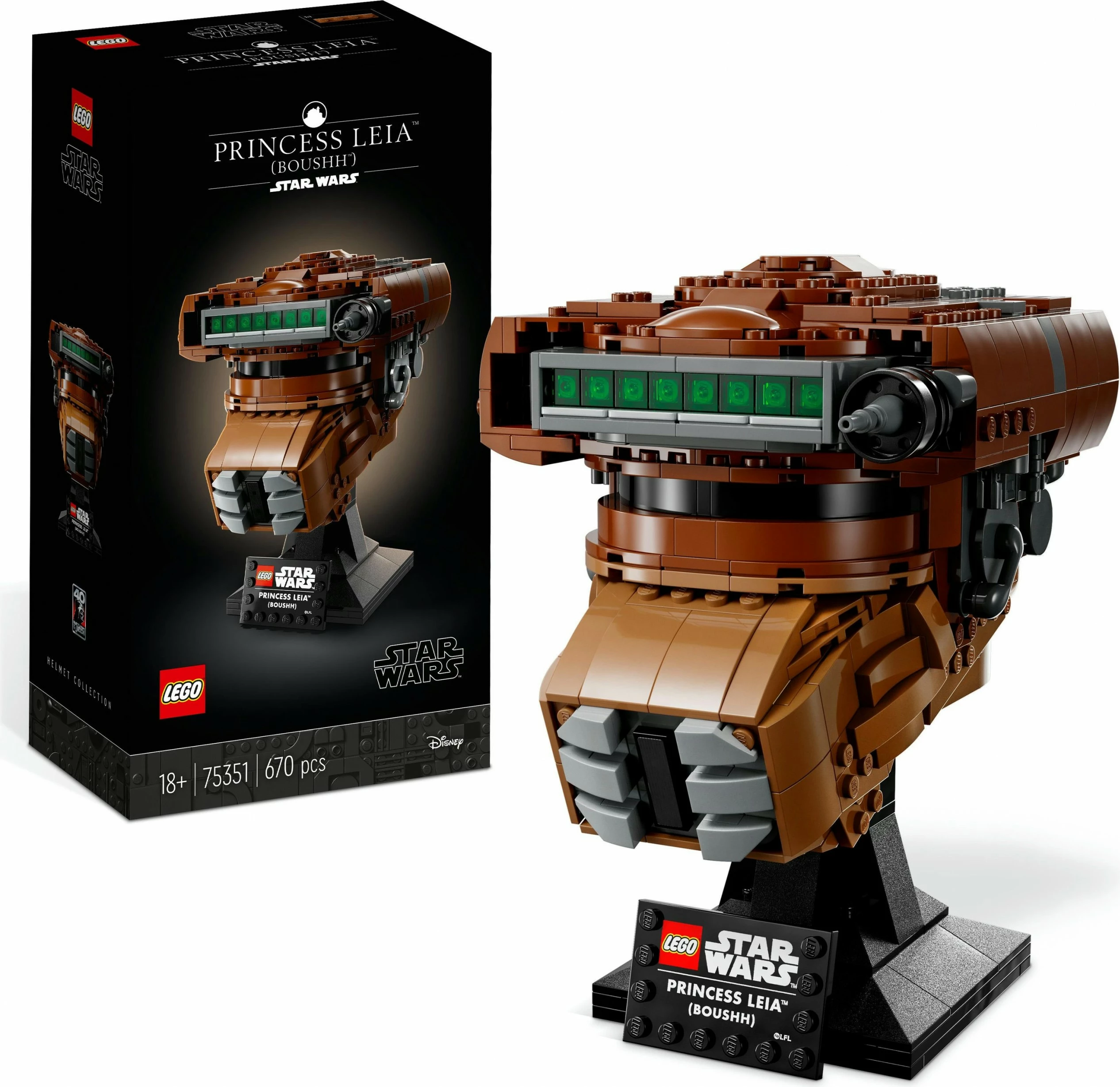Ikonična čelada Princeske Leie (Boushh), LEGO Star Wars 75351, 670 delov, večbarvno