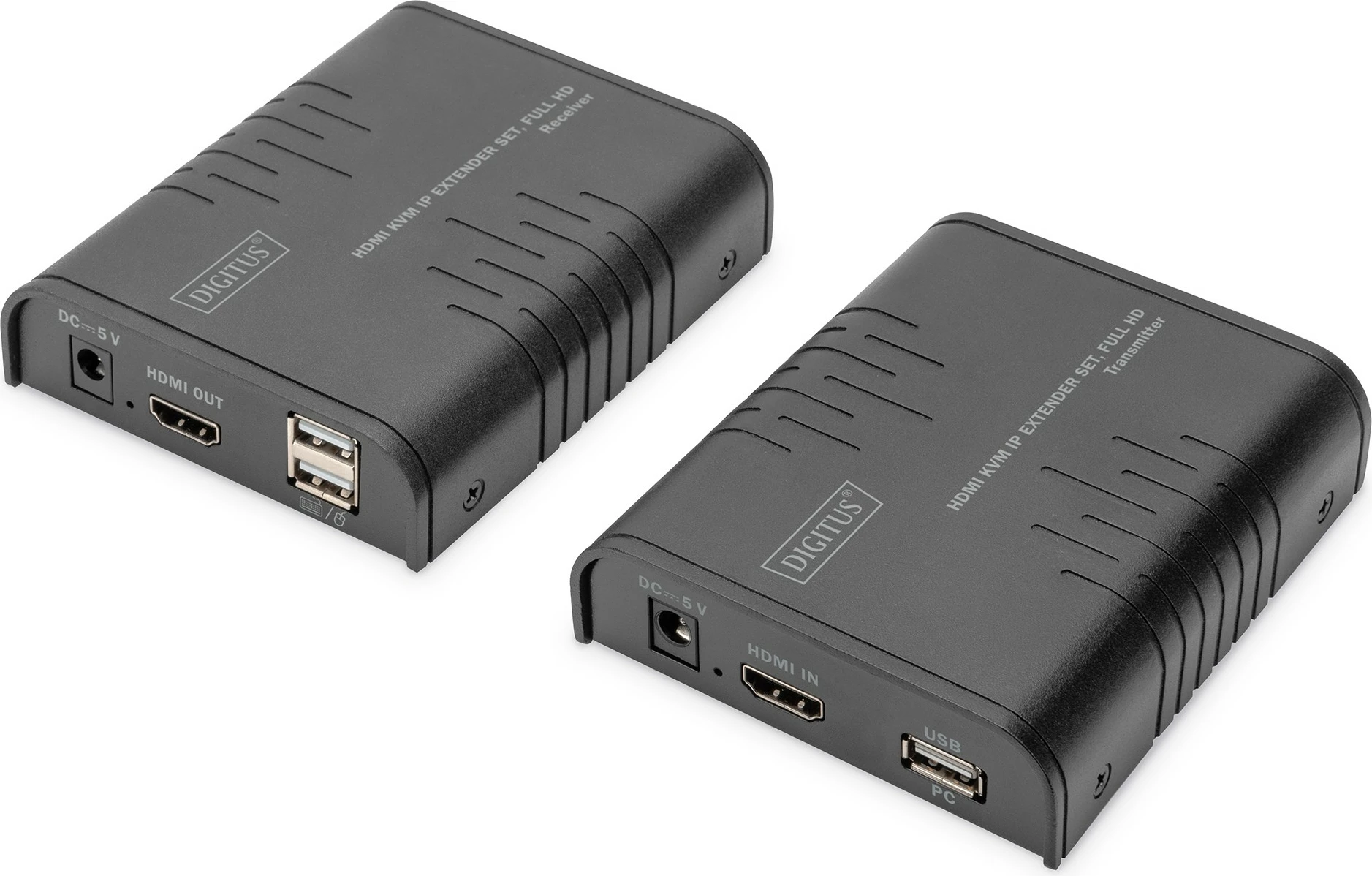 HDMI KVM oddajnik in sprejemnik Digitus, Full HD 1080p, 120 m, črn