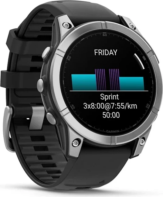 Multisport GPS pametna ura 47 mm, Garmin Fenix, nerjaveče jeklo s črnim silikonskim pasom
