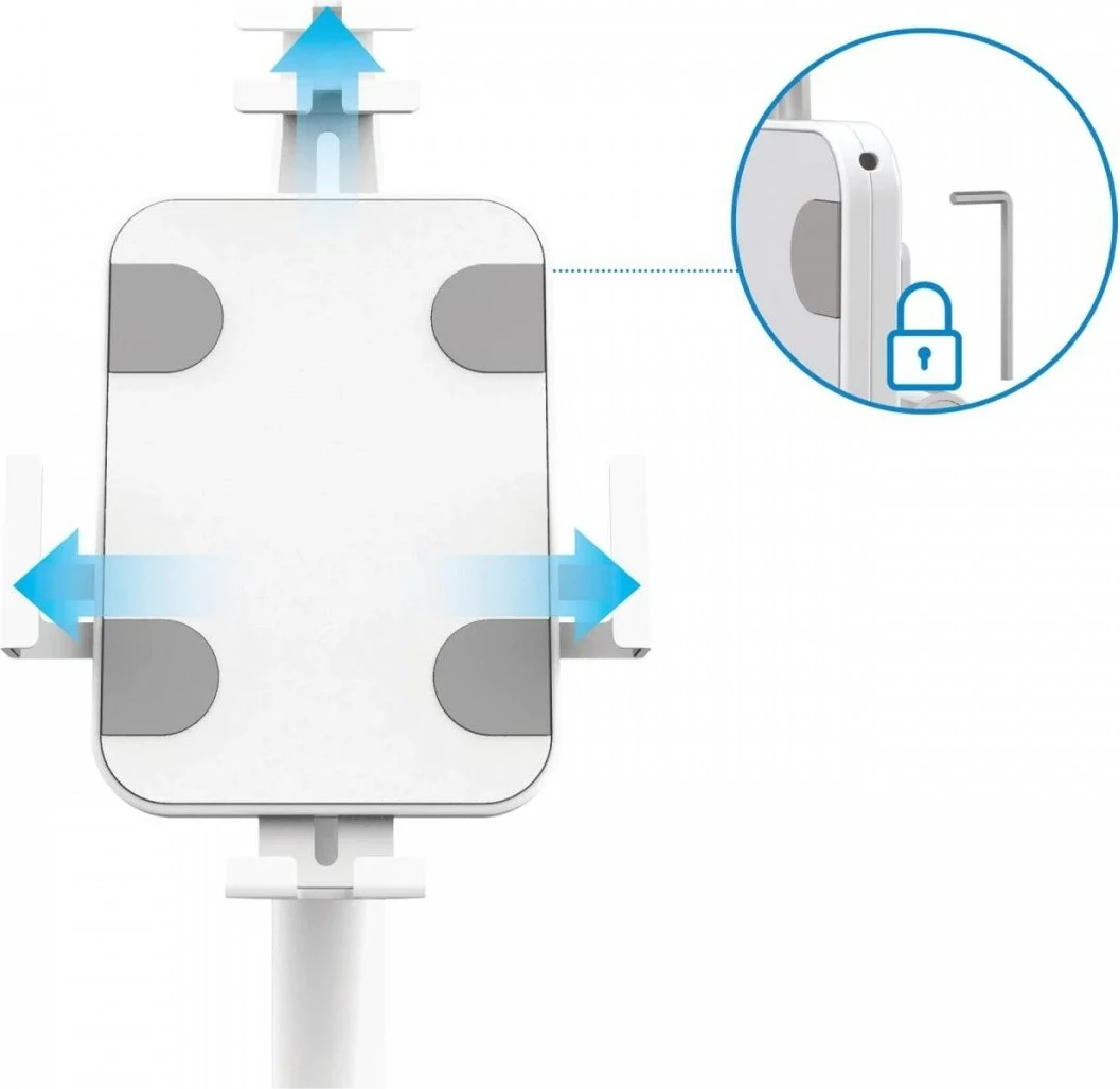 Stojalo za tla za tablico 7,9–11" Techly 406345, belo, z varnostnim ključem