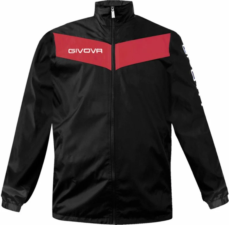 Dežna jakna za nogomet Givova za moške, črno-rdeča