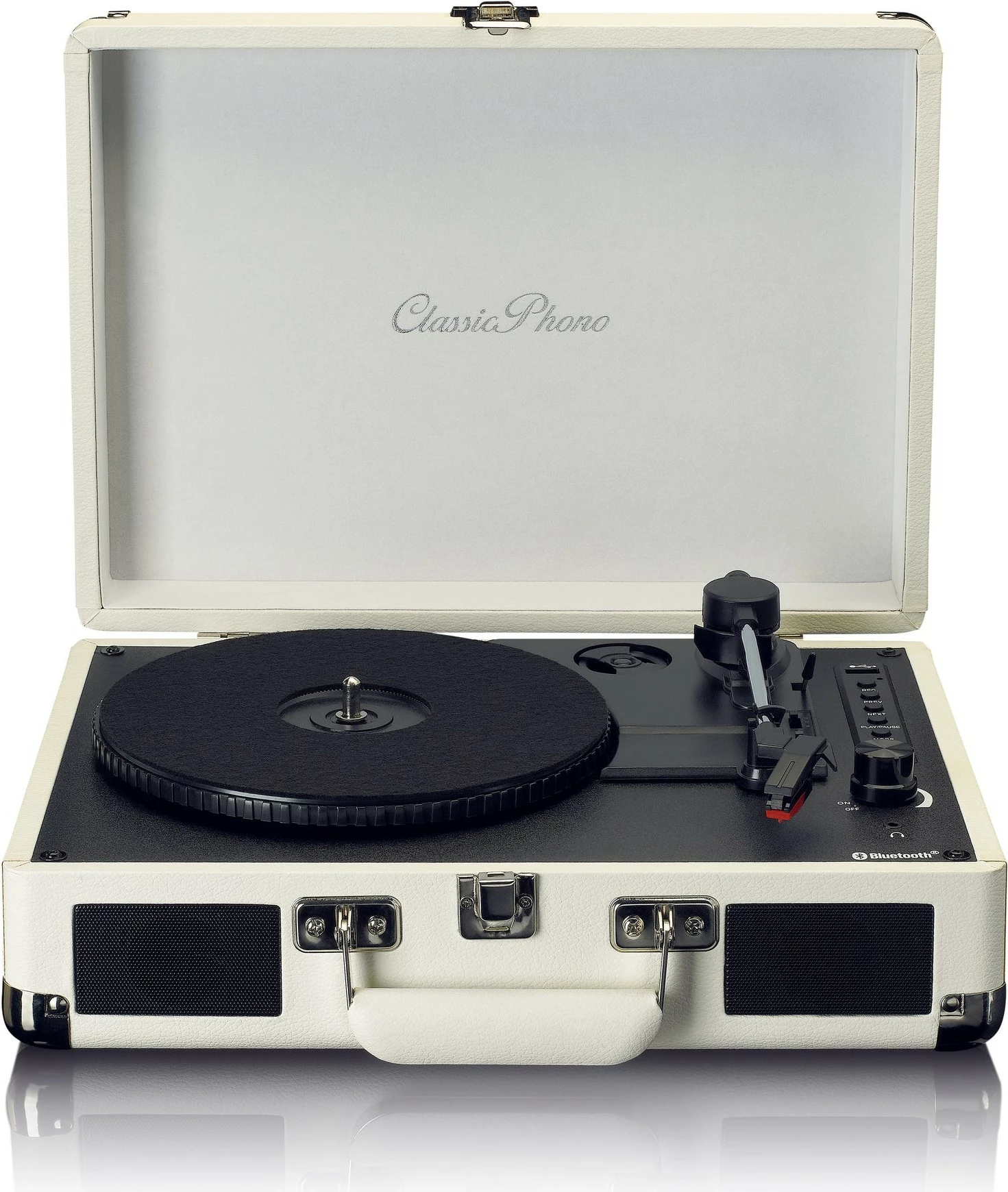 Prenosni gramofon, Bluetooth, 2 zvočnika, USB, krem — Lenco TT-115