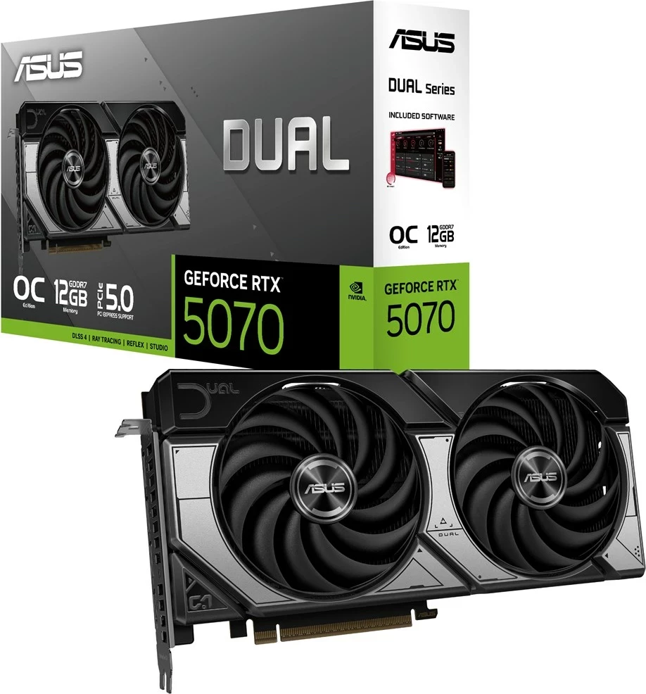 Grafična kartica Dual NVIDIA GeForce RTX 5070 OC, 12 GB, večbarvna - ASUS