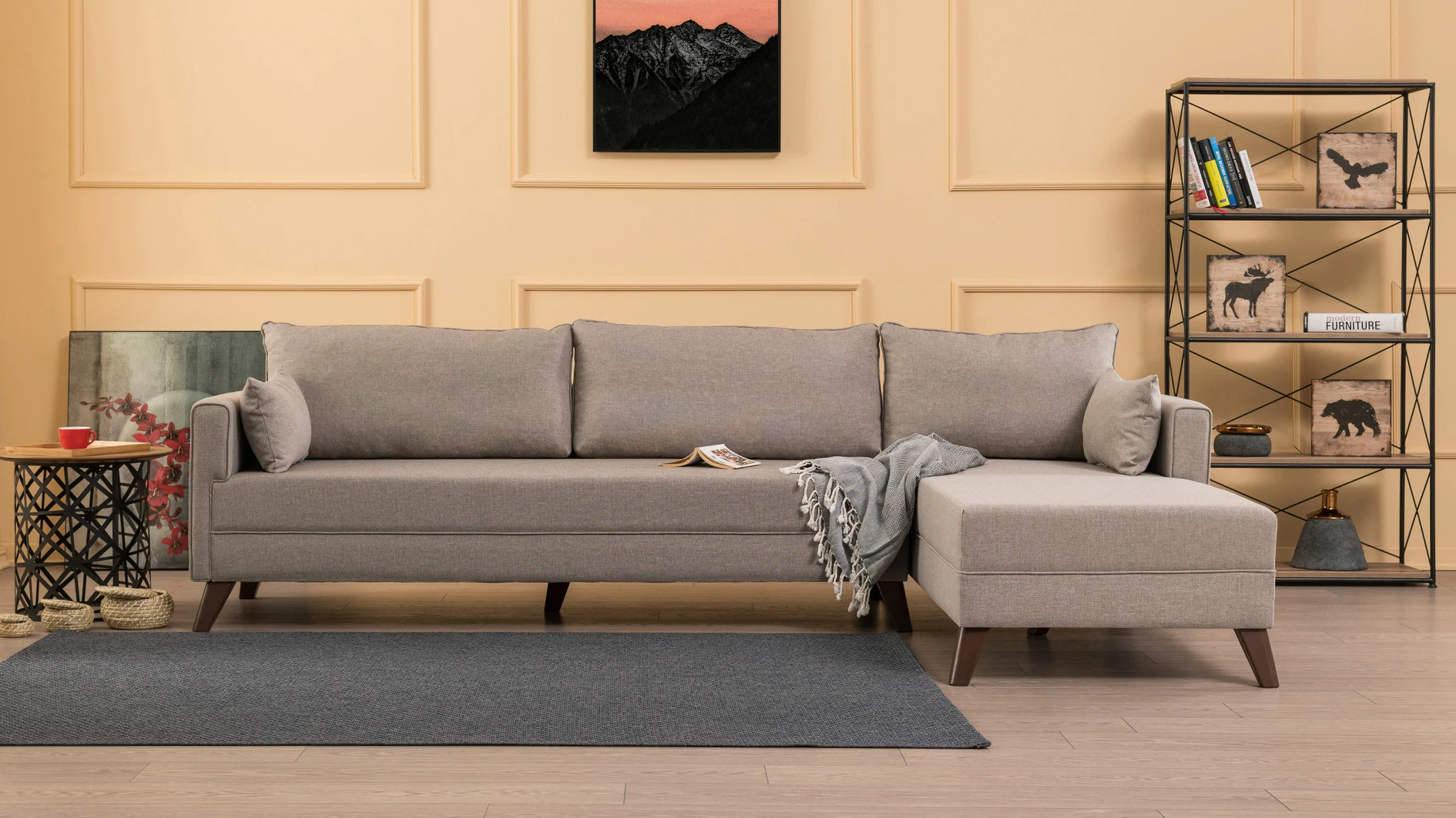 Kotni kavč Bella, desni, krem — Atelier del Sofa