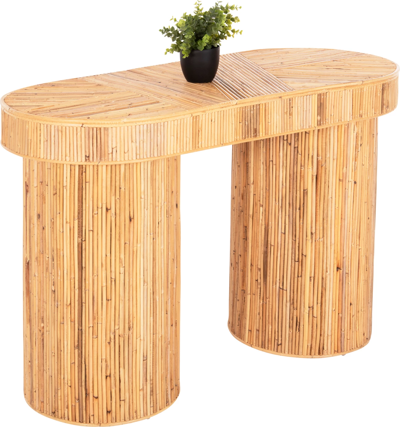 Konzola v ovalni obliki GATSBY FH9871 naravni ratan v naravni barvi 110x45x74,5H cm