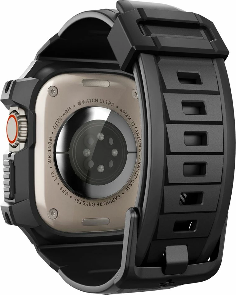 Ovitek za Apple Watch Ultra 49 mm, Spigen Rugged Armor Pro, črn