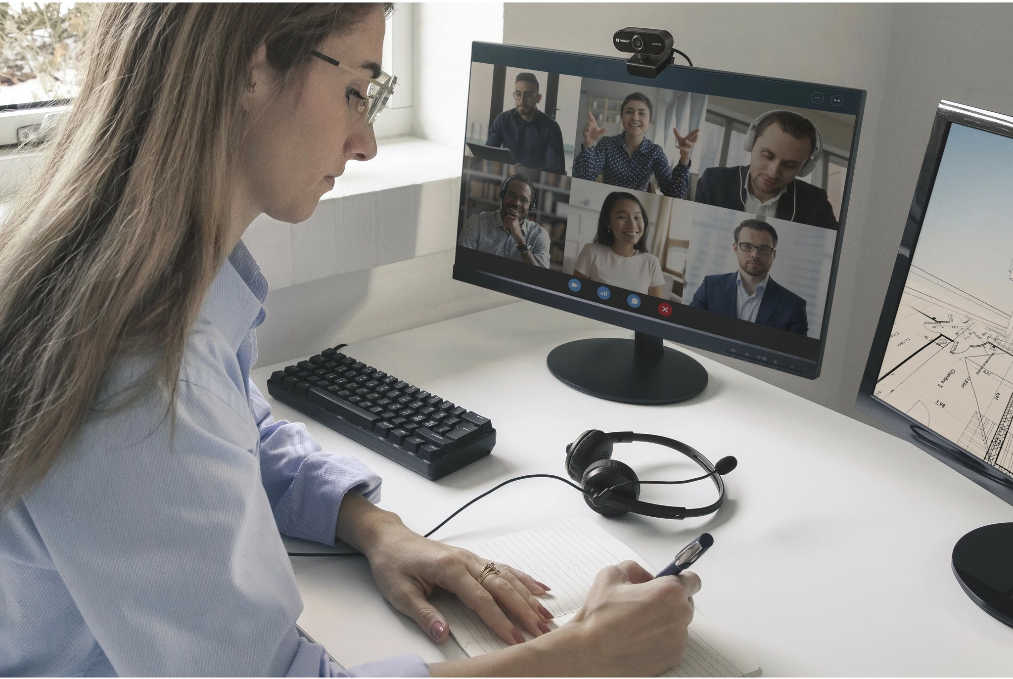 Webkamera 1080P HD, 2 MP, 1920 x 1080, Full HD, 30 fps, USB, črn Sandberg Flex