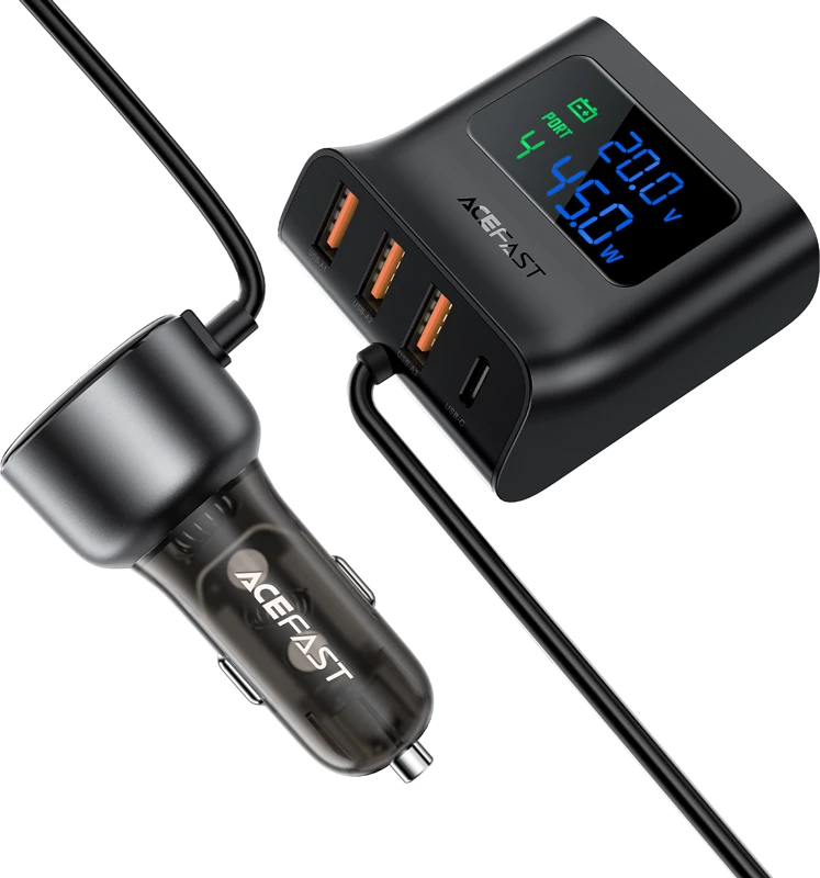 Polnilec za avto Acefast B11, 138 W, 6 priključkov USB-A/USB-C, črn