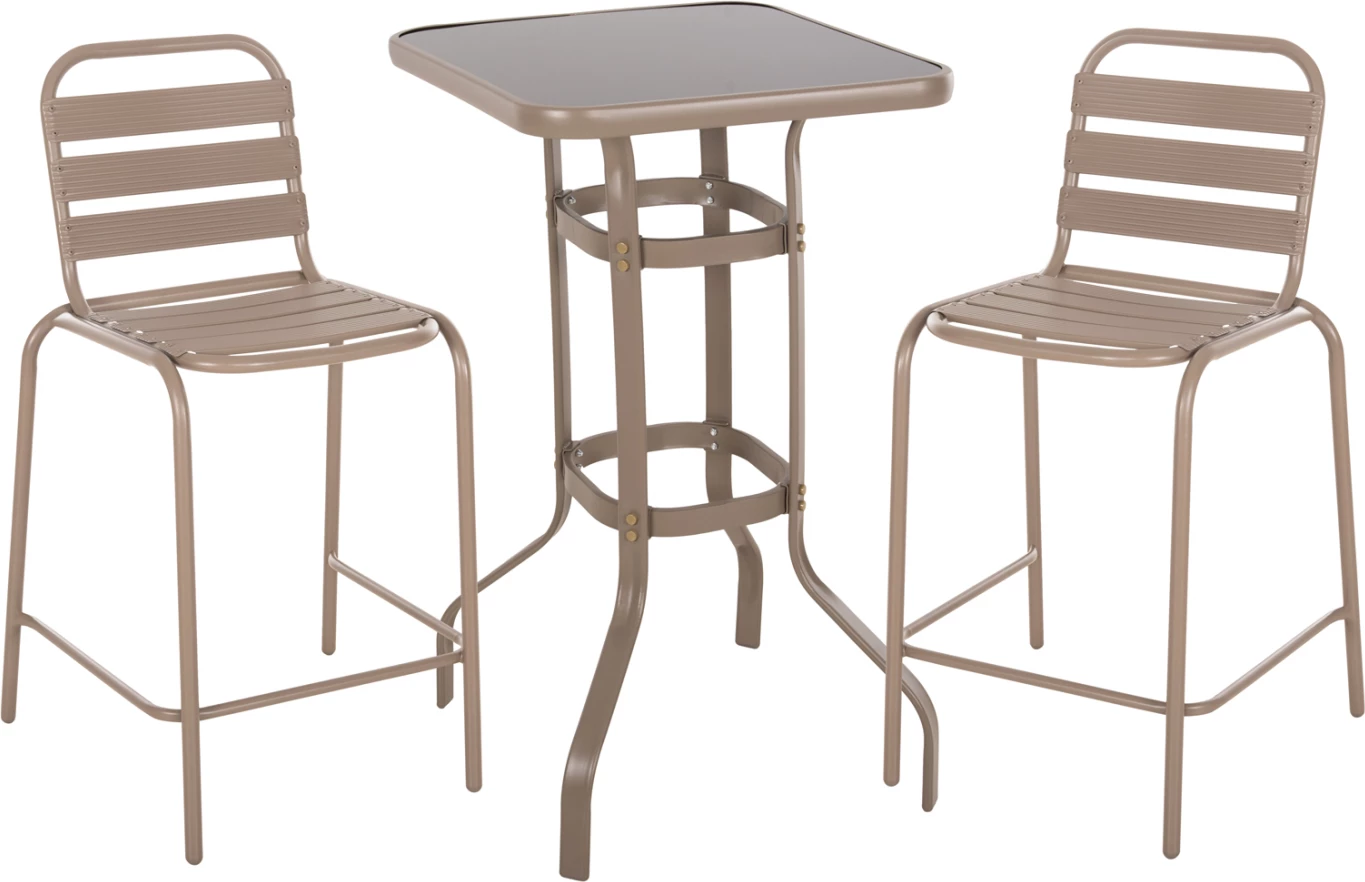 Zunanja garnitura 3 kosi Laura FH21056 kovina in aluminij v barvi šampanjca