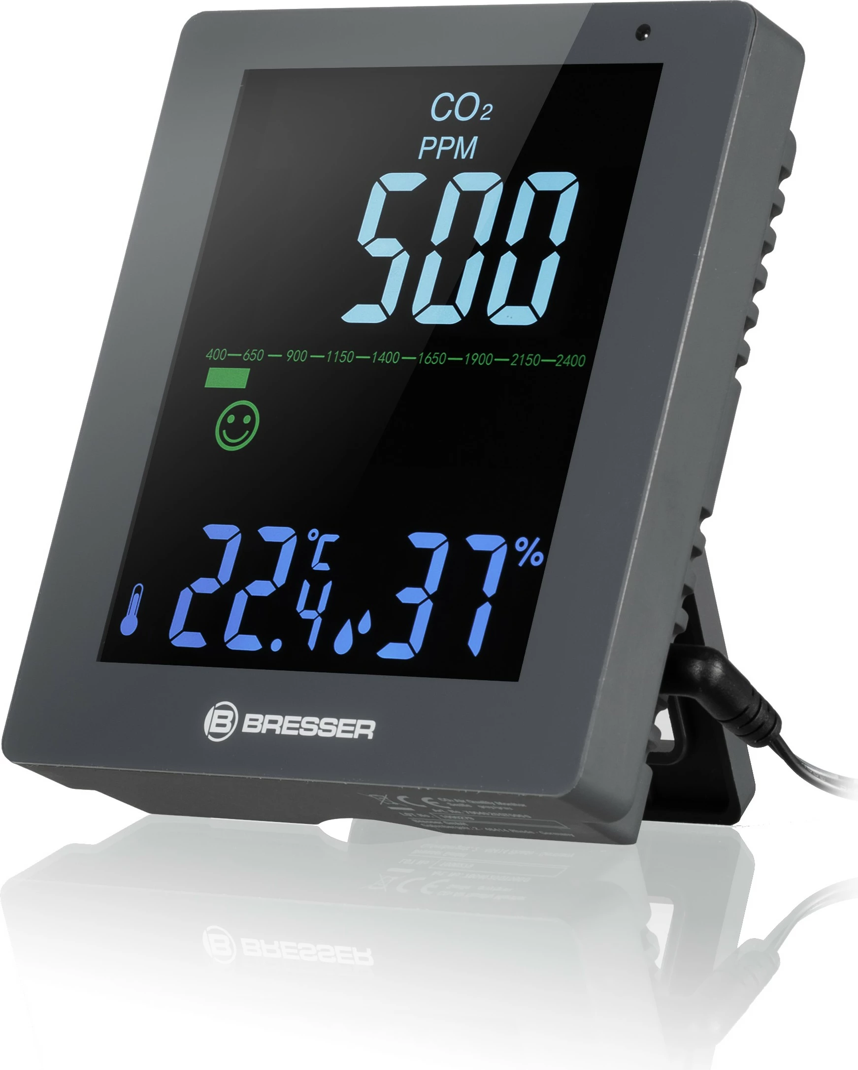 Monitor kakovosti zraka Bresser CO2, LED zaslon, siv