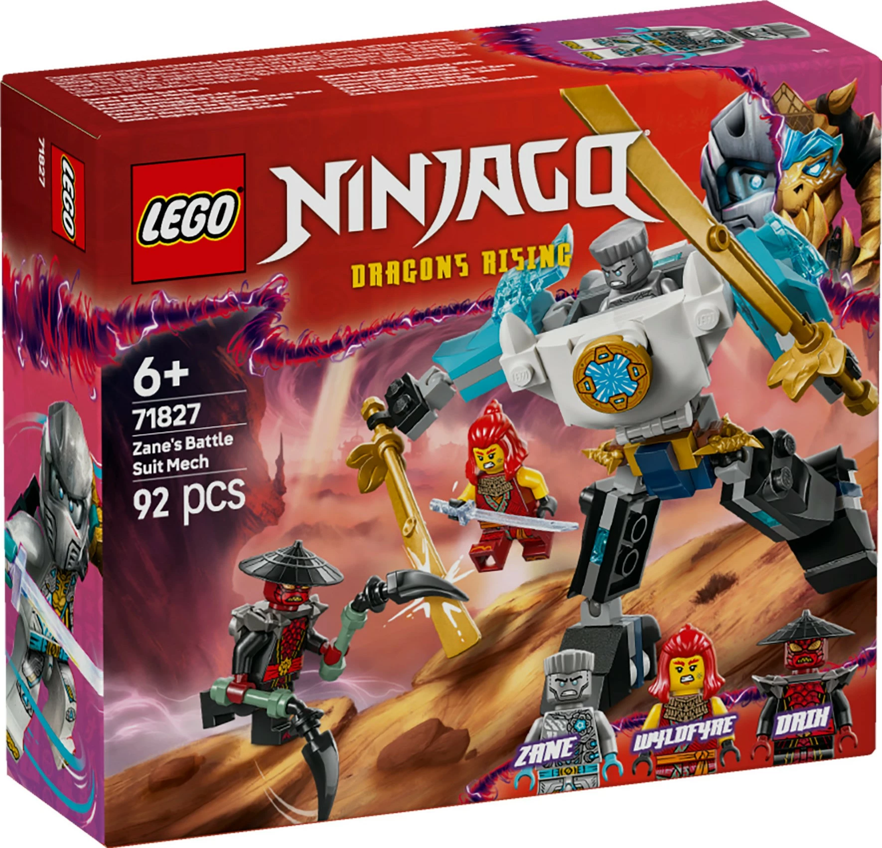Gradbeni set LEGO Ninjago Zane’s Battle Suit Mech 71827, 92 kosov, večbarven