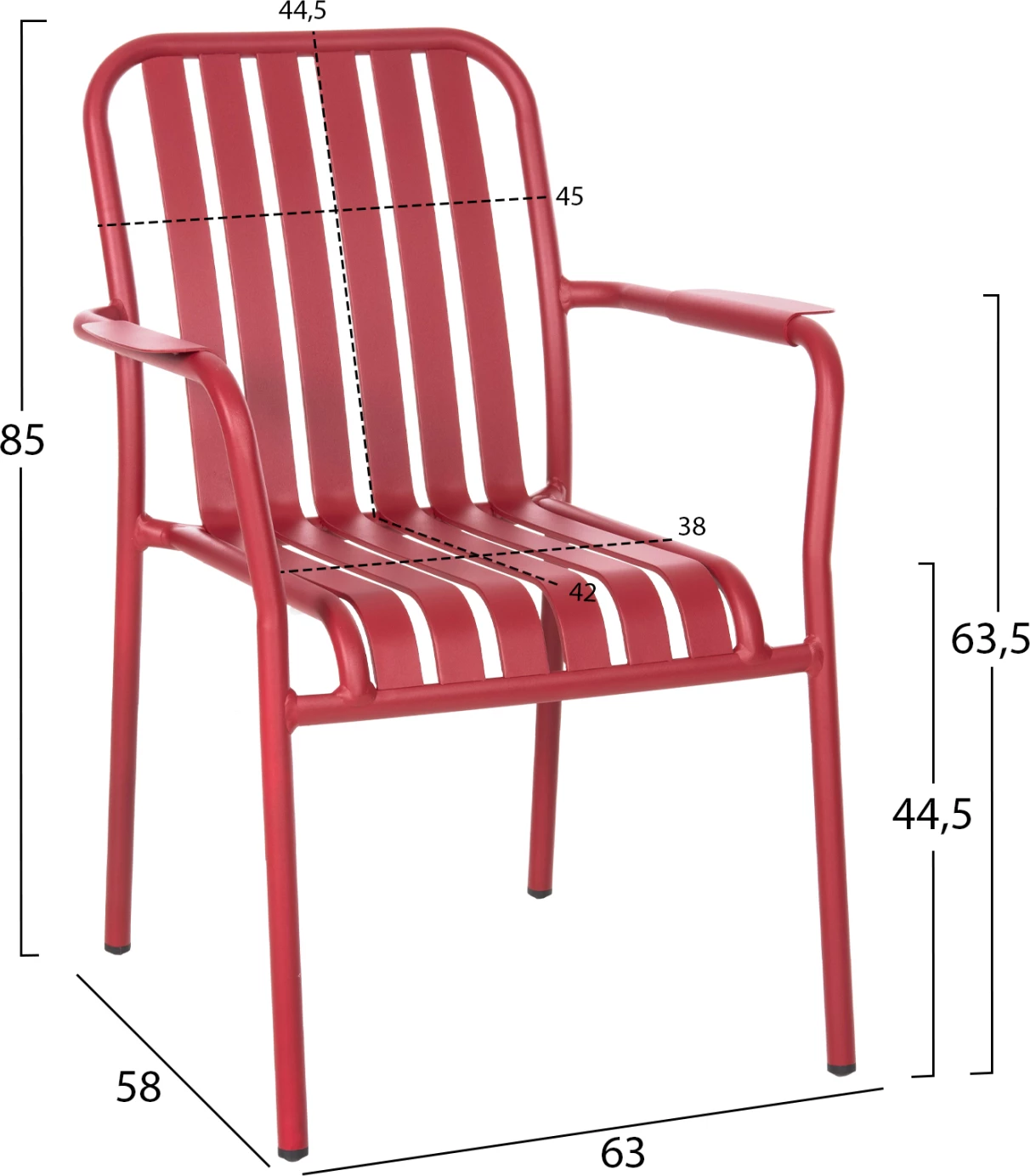 Aluminijasti naslanjač RACHEL FH6088.05 rdeč 63x58x85Hcm